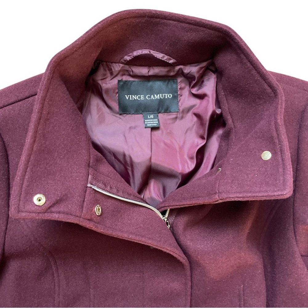 Vince Camuto Dark Red Full Zip Coat Jacket Size Large - Picture 3 of 5